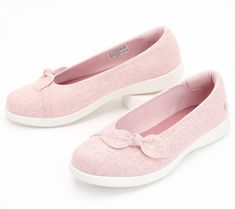 Skechers On-the-GO Vegan Slip Ons with Bow - Upscale - QVC.com Todays Styles, Cute Comfy Shoes, Shoe Lacing, Women Casual Flats, Mom Ring, Pink Flats, Peace Happiness, Over 60 Fashion, Fun Clothes