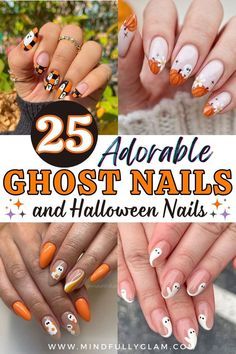 #BEAUTY, #RELATIONSHIPS #Fashion #Animals #Outfits #Winter Outfits #Animals Nail Ideas Ghost, Ghost Nails Halloween, Cute Ghost Nails, Ghost Nail Art, October Nails Fall, Pumpkin Nail Designs