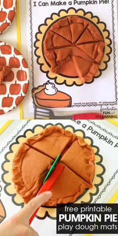 a pumpkin pie is cut into pieces and placed on top of a printable coloring page