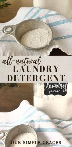 an image of laundry detergent on a towel with text overlay that reads, all natural laundry detergent