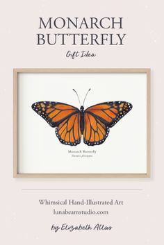 the monarch butterfly is shown in an ornate frame