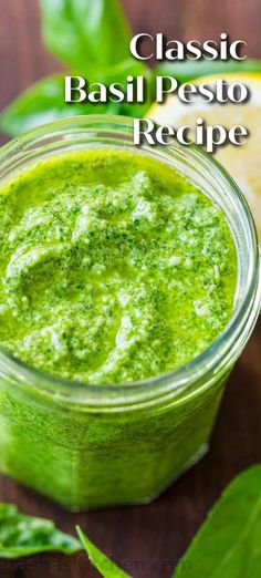 Pesto is basically a bright green sauce that is made from crushing together basil, pine nuts, garlic, olive oil, and parmesan cheese. Classic Pesto Recipe, Basil Pesto Recipe, Pesto Sauce Recipe, Make Pesto, Homemade Pesto Sauce, Basil Pesto Sauce, Basil Pesto Recipes