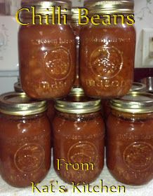 six jars are stacked on top of each other with the words chilli beans from kat's kitchen