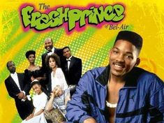 the fresh prince is posing for a photo in front of an advertisement with his family