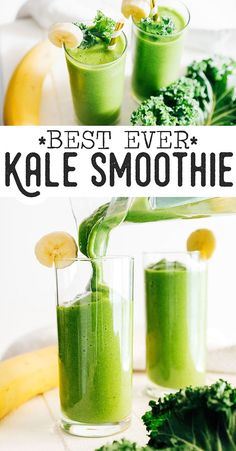 the best ever kale smoothie recipe is made with only three ingredients, and it's ready to be eaten