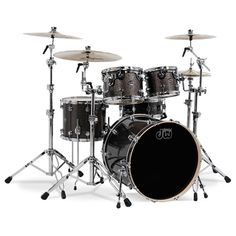 a black drum set on a white background