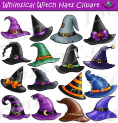 witch hats clipart set for commercial use