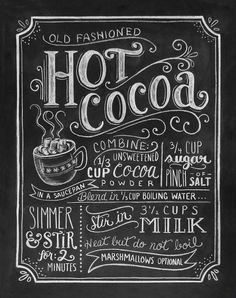 a chalkboard sign that says hot cocoa