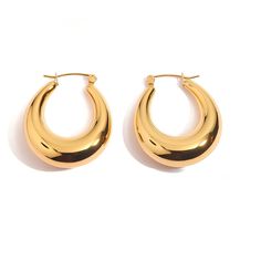 PRICES MAY VARY. Suitable Size: The size of hoops are 3.2 cm (high) + 2.8 cm (wide), hence makes it suitable for ears of any size Novel Design: The 18K gold-plated elegant hoops crafted with S925 sterling silver posts come with a stylish atmospheric design; It is perfect to put on everyday and wherever you go High-Quality Material: The attractive 18K amazing earrings are handmade of high-quality material; It will not fade or rust; It is hypoallergenic and 100% cadmium-free, lead-free and nickel- Trendy Earrings Hoops, Classy Hoop Earrings, Earrings Gold Hoops Small, Every Jewels Earrings, Gold Earring Hoops, Cute Cheap Jewelry, Cute Gold Hoop Earrings, Thick Gold Earrings, Dark Gold Jewelry