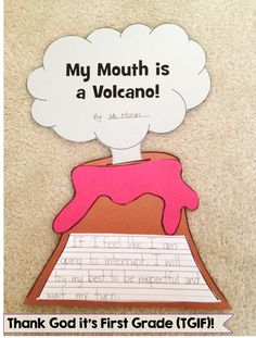 a paper cut out of a volcano with the words, my mouth is a volcano