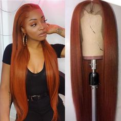 Ginger Wig, Orange Wig, Ginger Color, Hair Items, Straight Human Hair Wigs, Brazilian Straight Human Hair, 360 Lace Wig, Hair Texture