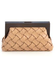 Carry your essentials in style with Shiraleah's Charlotte Frame Clutch. This handheld purse features a vegan leather woven texture and a wood top handle, adding a sophisticated edge to this chic silhouette. Measuring L 11" × W 4" × H 7.25", and equipped with a magnetic frame closure and inner slip pocket, the Charlotte Frame Clutch is the perfect addition to your favorite outfit. Pair with other items from Shiraleah to complete your look! Color: Tan L 11" × W 4" × H 7.25" Woven Pu And Wood Magne Magnetic Frame, Magnetic Frames, Clutches For Women, Woven Texture, Leather Weaving, A Wood, Pearl Studs, 4 H, Fashion Games