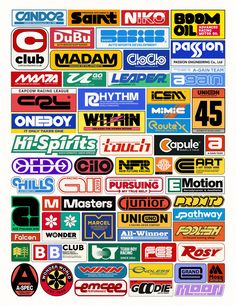 a poster with many different types of stickers on it