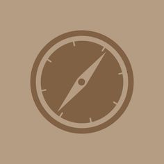 a brown compass icon on a beige background