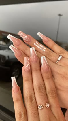 Coffin Nail Inspo Winter, Nails Acrylic Christmas Coffin, Long Coffin Winter Nails, Nail Inspo Coffin Christmas, White Nude Christmas Nails, Christmas Nude Nails Acrylic, Acyrilics Nails Christmas, Simple Winter Nails Coffin, Winter Nails Coffin Short