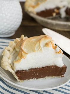 a slice of chocolate pie on a plate