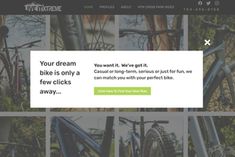 an image of a website page for bicycles