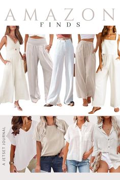 Who doesn’t love linen on warm days? This fabric is the ultimate blend of style and comfort. Check out a fabulous two-piece set or a chic jumpsuit that makes dressing effortless. Linen pants are a must-have for any occasion, whether lounging at home or enjoying an evening out. Pair with a stylish linen button-down, available in both short and long sleeves. Shop these gorgeous linen finds on Amazon and elevate your summer wardrobe with timeless pieces you’ll adore! Chic Mom Outfits, Cream Linen Pants, Finds On Amazon, Chic Jumpsuit, Casual Outfits For Moms, Jumpsuit Chic, Causal Outfits