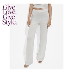 in stock Chic Full-length Fall Sweatpants, Chic Full-length Sweatpants For Fall, Elegant Knit Bottoms For Summer, White Knit Pants For Spring, Elegant Knit Bottoms For Spring, Spring White Knit Pants, White Relaxed Fit Knit Bottoms, Fitted Knit Pants For Spring, Spring Fitted Knit Pants