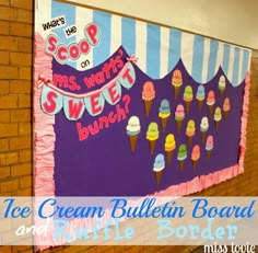 an ice cream bulletin board is hanging on the wall