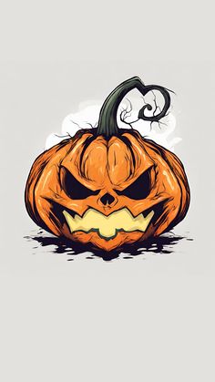 a cartoon pumpkin with an evil face on it