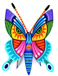 the colorful butterfly is on display against a white background and it appears to be in full color