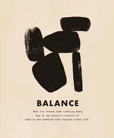 a black and white poster with the words balance on it