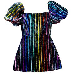 Size Xs, Nwot (Came From Qos That Way) Holiday Multicolor Sequin Dress, Rainbow Sequin Maxi Dress, Rainbow Sequin Black Dress, Multicolor Sequin Disco Mini Dress, Multicolor V-neck Sequin Party Dress, Umbrella Dress, Queen Of Sparkles, Upcycle Clothes Diy, Black Rainbow