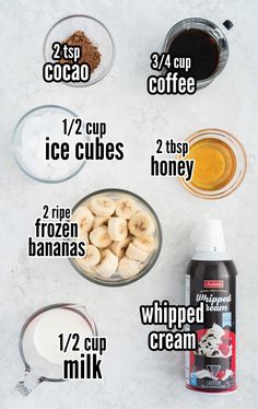 the ingredients to make banana ice cream are shown