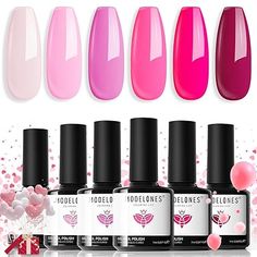 2024 Gel Nail Polish Kit
Elevate your nail game with six iconic pink shades: Baby Nude Pink, Cherry Blossom Pink, Rosa Pink, Pink, Hot Pink, and Neon Pink. Enjoy a flawless finish with our bubble-free, long-lasting formula that lasts over 28 days. Certified vegan and cruelty-free, our non-toxic polish prevents chipping and yellowing. With an innovative "Color Window" design, finding your perfect shade is easy. Ideal for home manicures, this kit is perfect for any occasion! Pink Gel Nail Polish, Dark Nail Art, Dark Nail, Pink Gel Nails, Romantic Nails, Gel Set, Manicure Gel, Nail Art At Home, Pink Gel