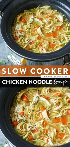 SLOW COOKER CHICKEN NOODLE SOUP, comfort food, dinner Slow Cooker Chicken Noodle, Slow Cooker Chicken Noodle Soup, Soup Hearty, Chicken Noodle Soup Crock Pot, Chicken Noodles, Hearty Chicken, Crockpot Soup Recipes, Soup Recipes Slow Cooker, Soup Recipes Chicken Noodle