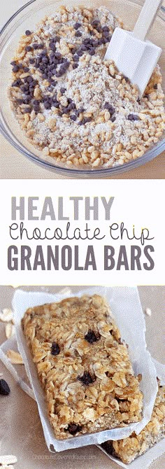 healthy chocolate chip granola bars with oats and raisins