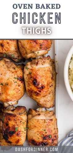 If you're looking for chicken thigh recipes that are easy to make, budget-friendly, and perfect for any occasion - you have to try these baked chicken thighs! Flavored with an easy homemade marinade that's made with pantry staples, this easy dinner recipe is deliciously simple. Crispy skin and tender, juicy meat make for the weeknight dinner of your dreams.