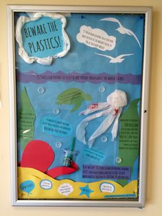 a bulletin board with an octopus and sea creatures