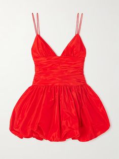 STAUD Loren ruched taffeta mini dress | NET-A-PORTER Bright Mini Dress, Mini Hoco Dresses, Cute Dresses For Dances, Hoco Court, Senior Hoco, Zara Red Dress, Prom Dress Inspo, Net Dress, Red Dresses Classy