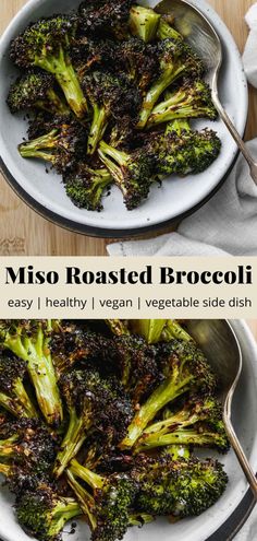 broccoli florets in a white bowl on a wooden table