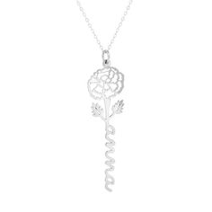 * Personalize with any name attached to birth month flower * Pendant measures approximately 2 depending on length of name * 16 Rolo chain * Made from Sterling Silver * Lobster claw clasp * Approx. weight 2.9 Grams * Imported  This unique October Birth Flower Marigold Name Necklace is perfect for any one born in October. It features a delicate Marigold motif for the perfect amount of subtle femininity. Showcase your birth month in a classy, personalized way with this special piece. A perfect gift Marigold Name, Flower Marigold, October Birth Flower, October Birth Flowers, Born In October, Name Necklace Silver, Birth Month Flower, Flower Names, Birth Month Flowers