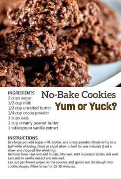 no - bake cookies with yum or yuck? recipe on a plate