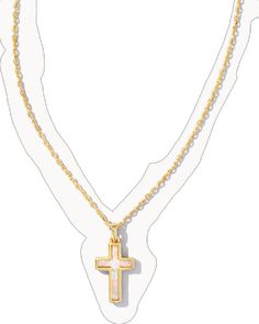 Kendra Scott Cross Necklace, Spiritual White Cross Jewelry, Long Cross Necklace, Girly Christmas Gifts, Bday List, Wishlist Ideas, Girly Christmas, Cross Gold, Bday Gift