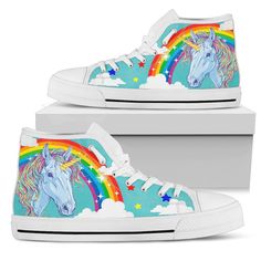 Unicorn High Tops for Women Blue Canvas Shoes Custom Sneakers Custom High Tops, Gift for Her Colorful Shoes. ★ Canvas double-sided print. ★ Durable rubber outsole and toe cap. ★ Lace-up closure for a snug fit. ★ Soft textile lining with lightweight construction for maximum comfort. ★ High-quality EVA outsole for traction and exceptional durability. Handcrafted on-demand with love and care just for you! SATISFACTION GUARANTEED Shipping Times - We ship worldwide. This product is handmade and made High Tops For Women, Shoes Sneakers High Tops, Unicorn Shoes, Womens High Top Shoes, Colorful Shoes, Mens High Tops, Soft Textiles, Blue Canvas, Shoe Print