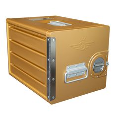 an image of a golden suitcase on white background