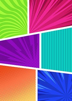 four different color pop art background designs