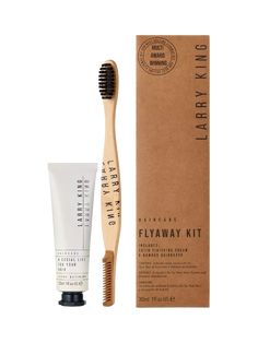 Wave goodbye to flyaways, static baby hairs and hairline fluff with the Larry King Haircare dual-ended bamboo brush and comb with a travel sized A Social Life For Your Hair.  This multi tasking duo will keep your tresses controlled whilst on the go. Tame your baby hairs, smooth down flyaways, lay your edges or tidy up a sleek ponytail or bun. A Social Life For Your Hair satin finishing cream works with all hair types to smooth, define, add shine, texture or tame, while the handy dual-ended brush will effortlessly put those strands in place. Larry King Hair, Larry King, Brush And Comb, Bamboo Brush, Wave Goodbye, Baby Hairs, King And Country, Sleek Ponytail, Hair Cream