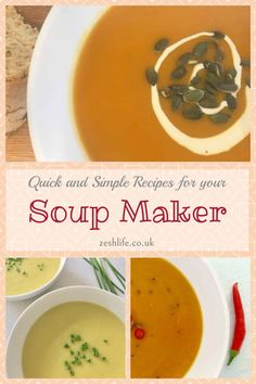 soup maker recipe book cover with three pictures