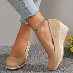 Category:Loafers,Slip-Ons; Upper Materials:Canvas; Season:Spring,Summer,Fall; Heel Type:Wedge Heel; Gender:Women's; Size Suggestion:select one size larger than usual; Toe Shape:Round Toe; Style:Casual,Comfort,Elegant,Minimalism; Heel Height(inch):1-2; Outsole Materials:TPR; Occasion:Daily,Outdoor; Closure Type:Loafer; Pattern:Solid Color; Listing Date:06/20/2023; Production mode:External procurement; 2024 Trends:Wedge Heels,Espadrilles,Comfort Shoes,Plus Size,Height Increasing Shoes; Foot Length:; Foot Width:; SizeChart1_ID:2:184043; Size chart date source:Provided by Supplier. Heels Professional, Heeled Espadrilles, Orthopedic Sandals, Women's Slip Ons, Casual Wedges, Canvas Loafers, Summer Wedges, Heels Wedge, Wedge Loafers