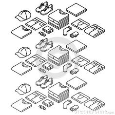 an outline drawing of furniture and accessories