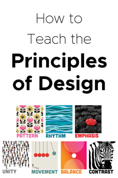 the cover of how to teach the principals of design, with images of different shapes and sizes