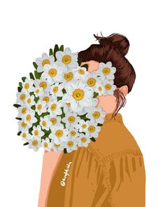 White flower girl illustartion Girly Art Illustrations, Girly Art, White Flower, Friends Family, Share It, Wallpapers, With Friends, My Saves, Drawings