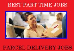 an advertisement for the best part time jobs, featuring a man holding a box and smiling