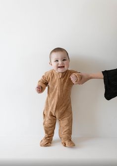 Brown Sugar | Terry Zip Pajamas Baby Luna, French Baby, Diaper Bag Accessories, Footed Pajamas, Baby Bottoms, Baby Co, Baby Bundles, Baby Pajamas, Boys Bottoms